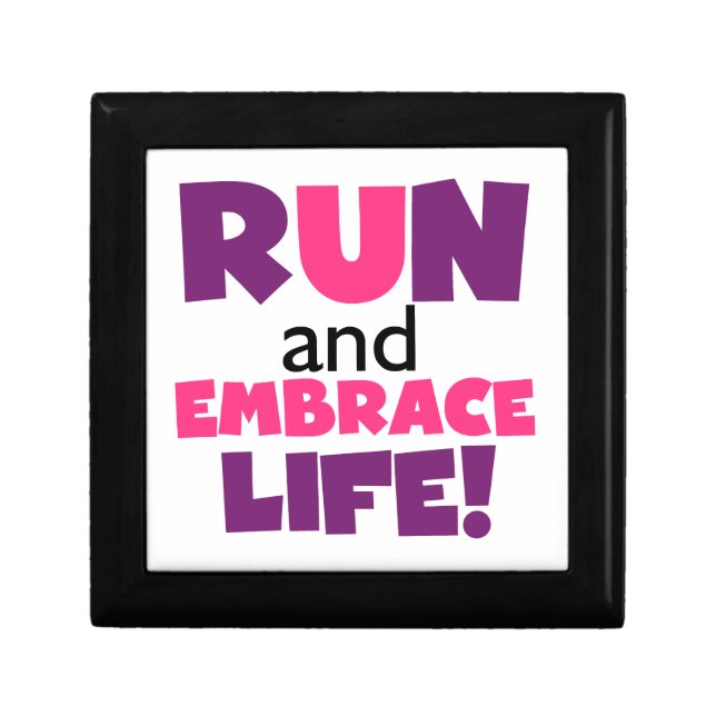 Run Embrace Life Purple Pink Jewelry Box (Front)