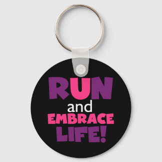 Run Embrace Life Purple Pink Keychain