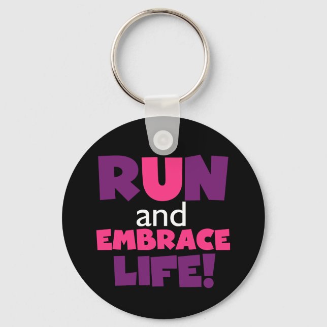 Run Embrace Life Purple Pink Keychain (Front)