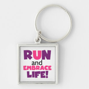 Run Embrace Life Purple Pink Keychain