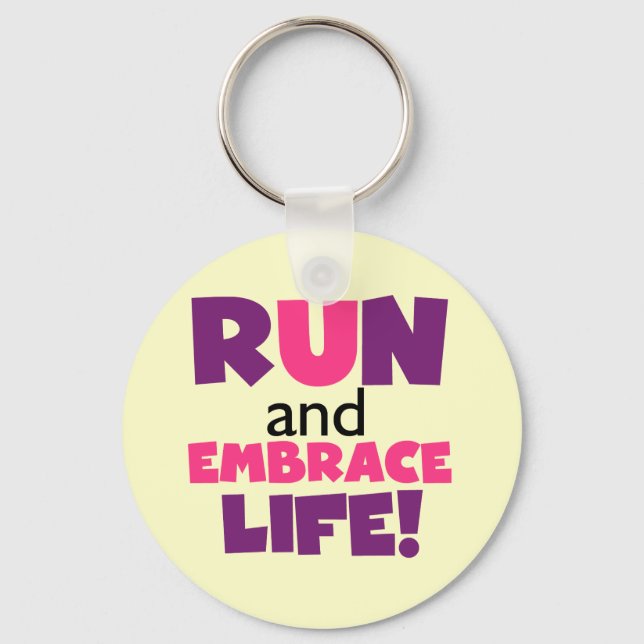 Run Embrace Life Purple Pink Keychain (Front)