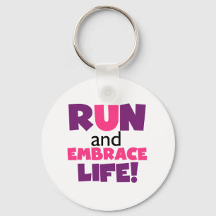 Run Embrace Life Purple Pink Keychain
