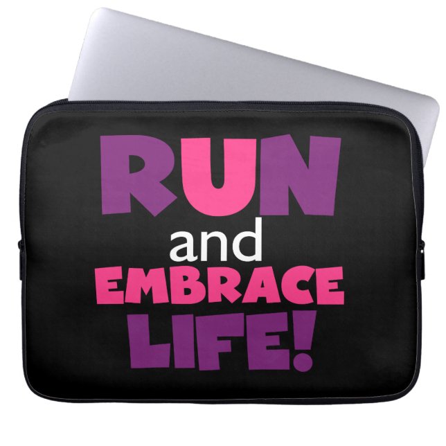 Run Embrace Life Purple Pink Laptop Sleeve (Front)