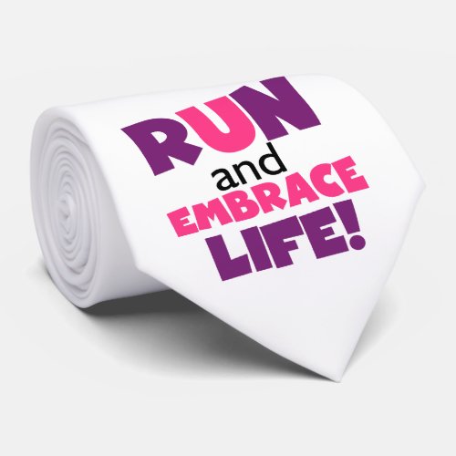 Run Embrace Life Purple Pink Neck Tie