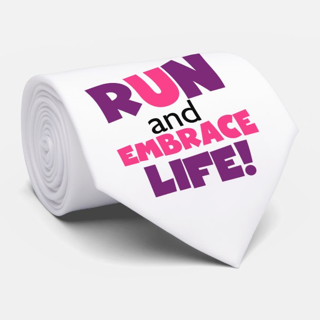 Run Embrace Life Purple Pink Neck Tie (Rolled)