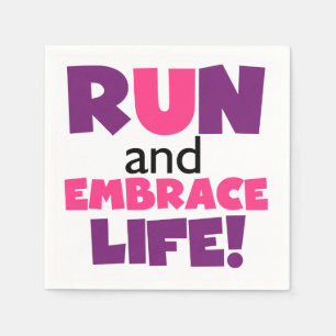 Run Embrace Life Purple Pink Paper Napkins