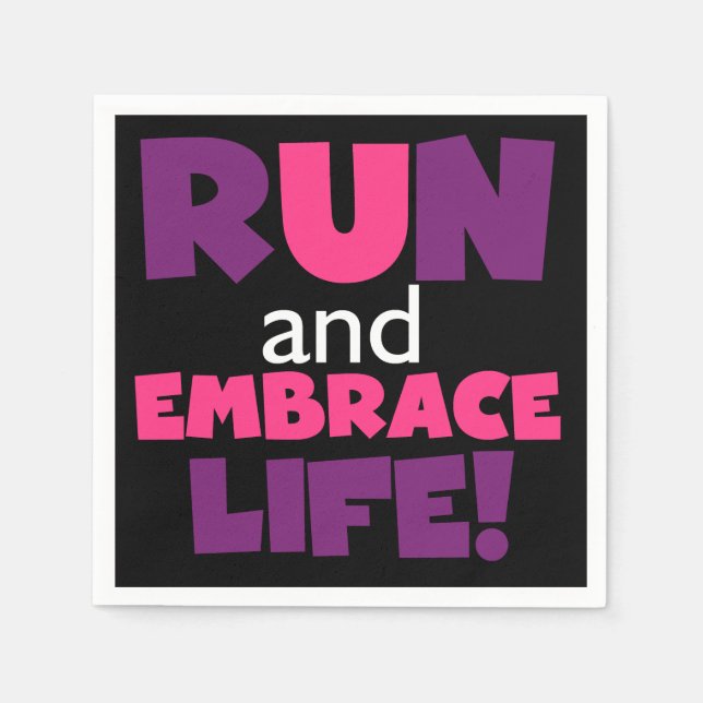 Run Embrace Life Purple Pink Paper Napkins (Front)
