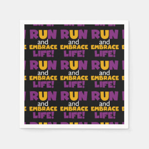Run Embrace Life Purple Pink Paper Napkins