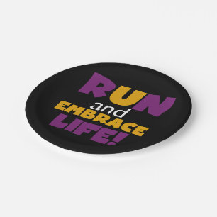 Run Embrace Life Purple Pink Paper Plates