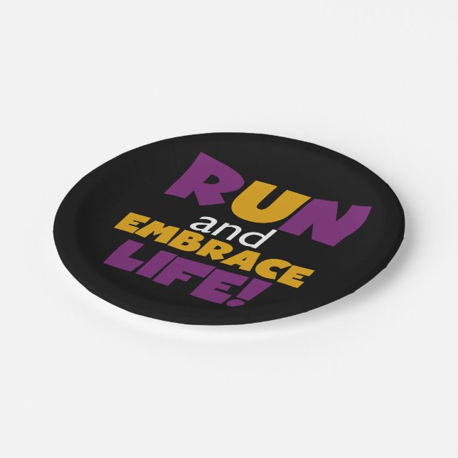 Run Embrace Life Purple Pink Paper Plates (Angled)