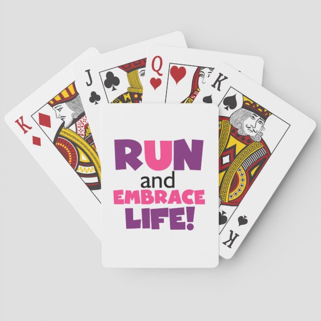 Run Embrace Life Purple Pink Poker Cards (Back)