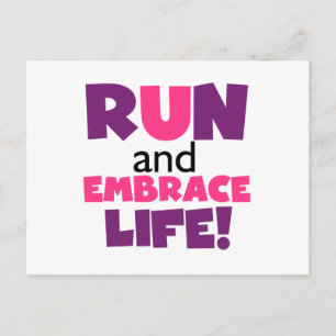 Run Embrace Life Purple Pink Postcard