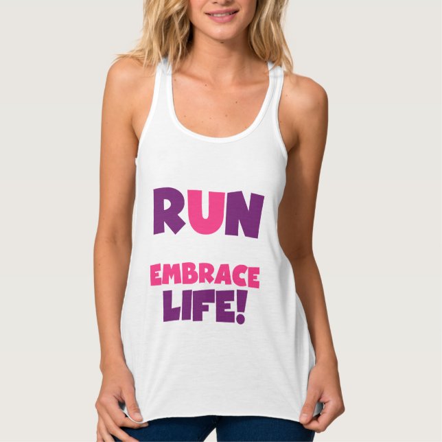 Run Embrace Life Purple Pink Tank Top (Front)