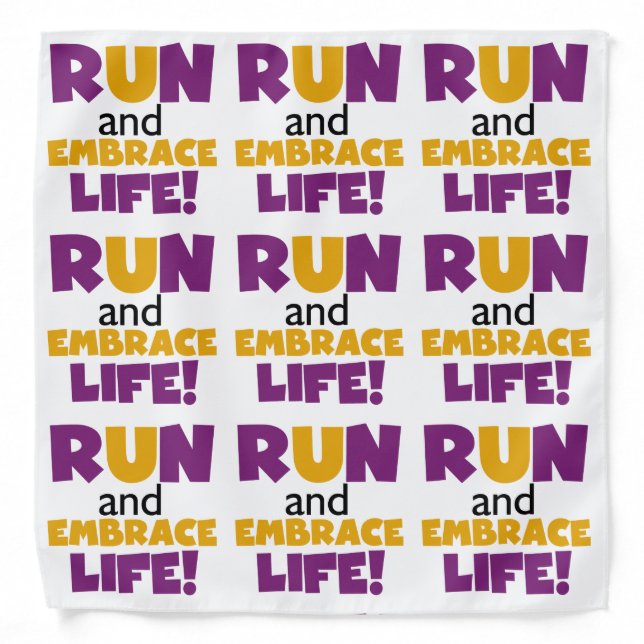 Run Embrace Life Purple Yellow Bandana (Front)