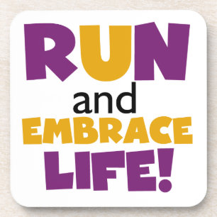 Run Embrace Life Purple Yellow Drink Coaster