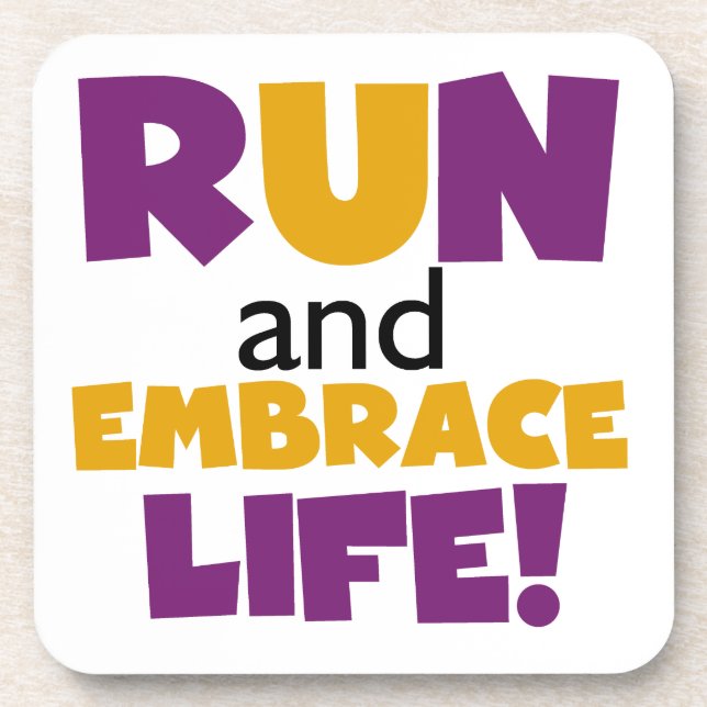 Run Embrace Life Purple Yellow Drink Coaster (Front)