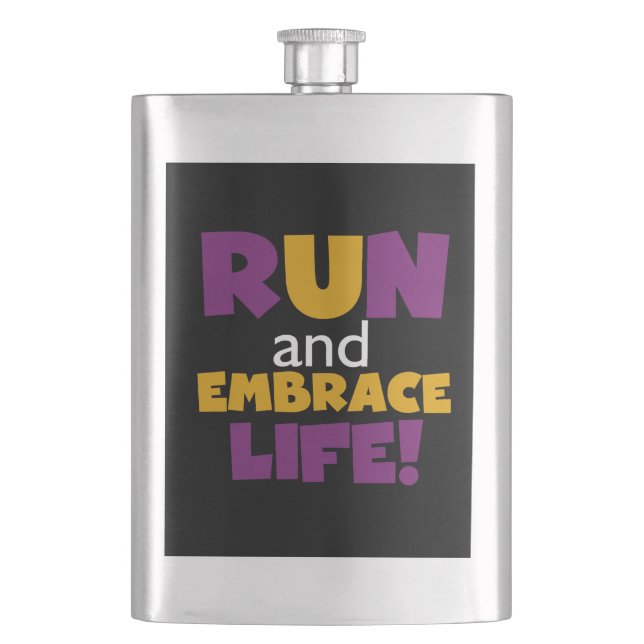 Run Embrace Life Purple Yellow Flask (Front)
