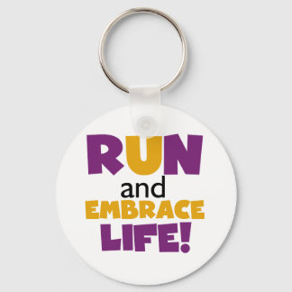 Run Embrace Life Purple Yellow Keychain