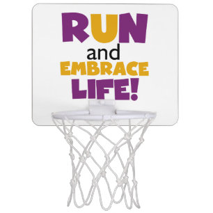 Run Embrace Life Purple Yellow Mini Basketball Hoop