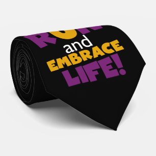 Run Embrace Life Purple Yellow Neck Tie