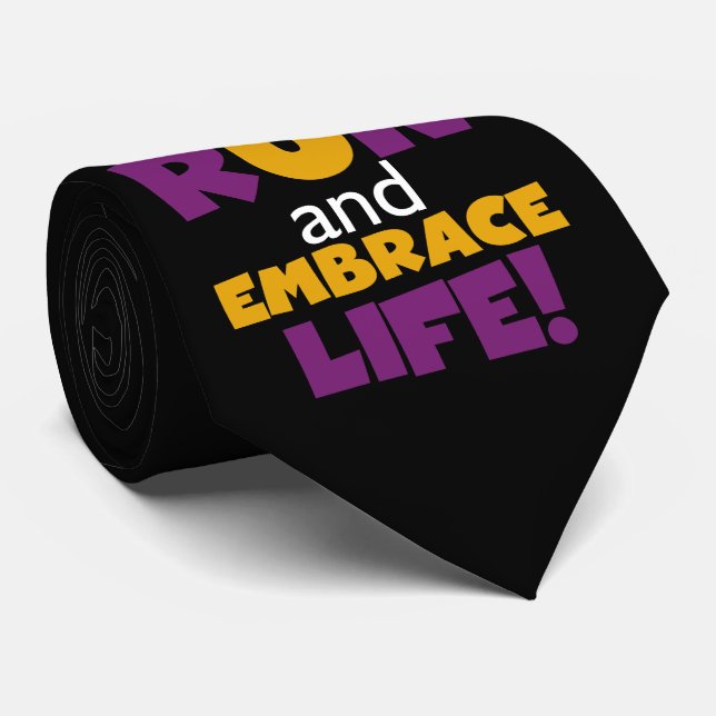 Run Embrace Life Purple Yellow Neck Tie (Rolled)