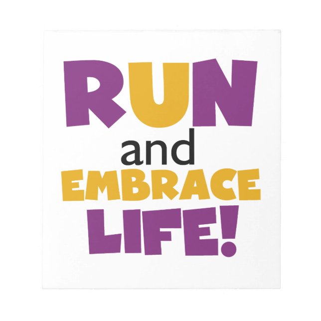 Run Embrace Life Purple Yellow Notepad (Front)