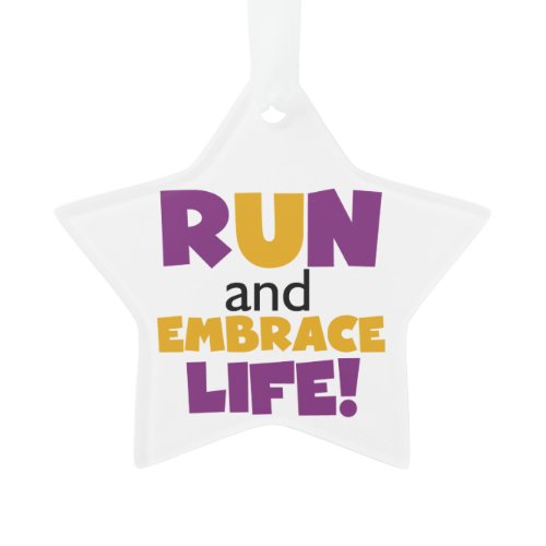 Run Embrace Life Purple Yellow Ornament