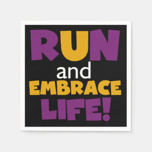 Run Embrace Life Purple Yellow Paper Napkins