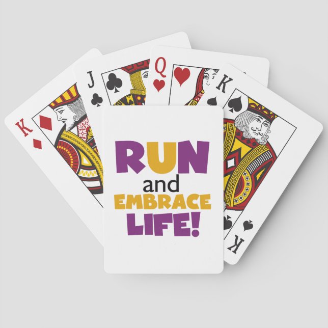 Run Embrace Life Purple Yellow Poker Cards (Back)
