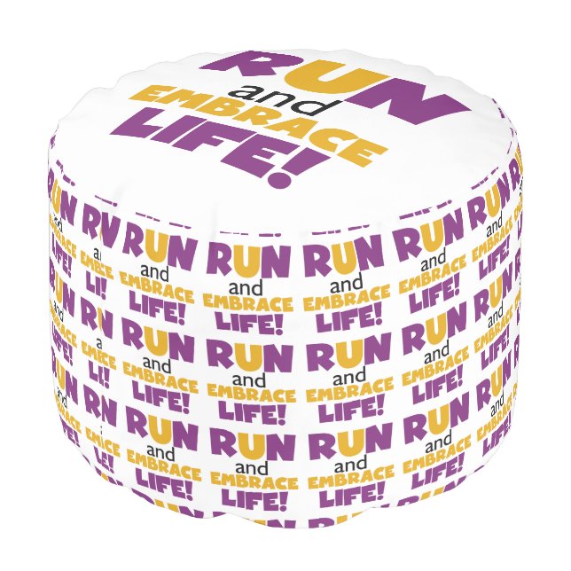 Run Embrace Life Purple Yellow Pouf (Angled Back)
