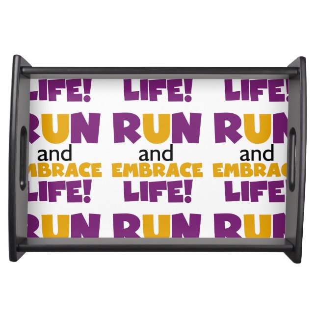 Run Embrace Life Purple Yellow Serving Tray (Front)