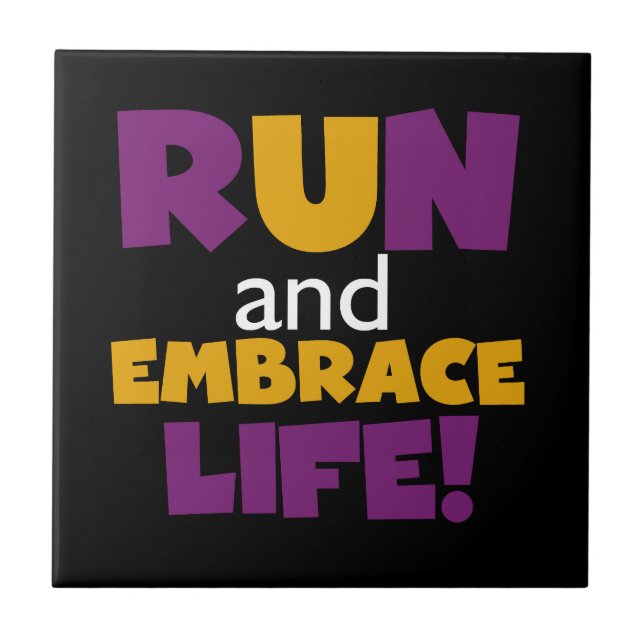 Run Embrace Life Purple Yellow Tile (Front)