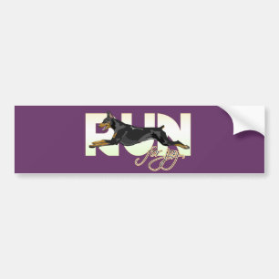 Run for Joy, Black Doberman Bumper Sticker