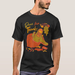 Run for Thanks Nurse Thanksgiving Autumn Leaves ER T-Shirt