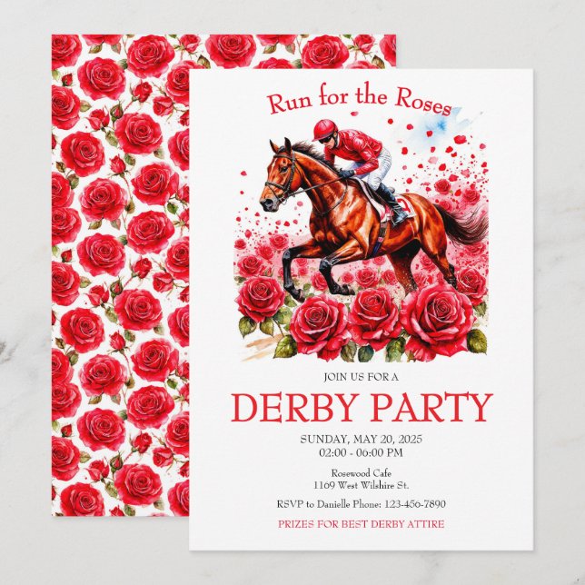 Run for the Roses Horse Derby Party Invitation (Front/Back)