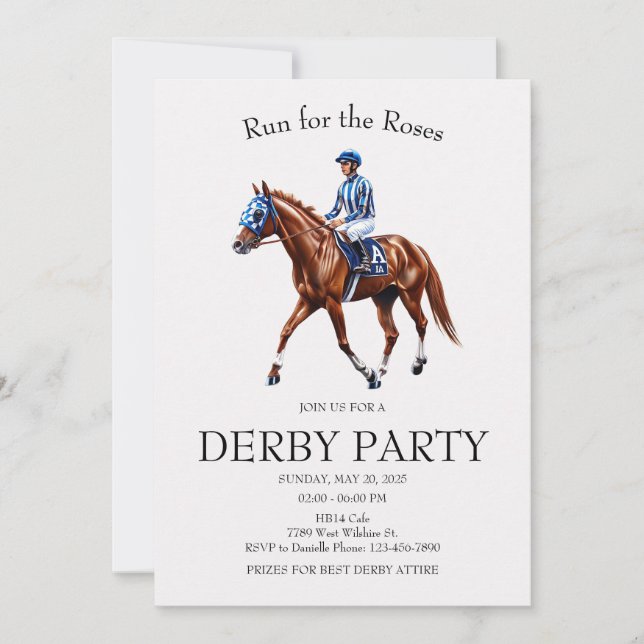 Run for the Roses Kentucky Derby Party Invitation  (Front)
