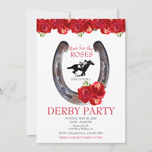  Run for the Roses Race Horse Derby Party  Invitation (Front)