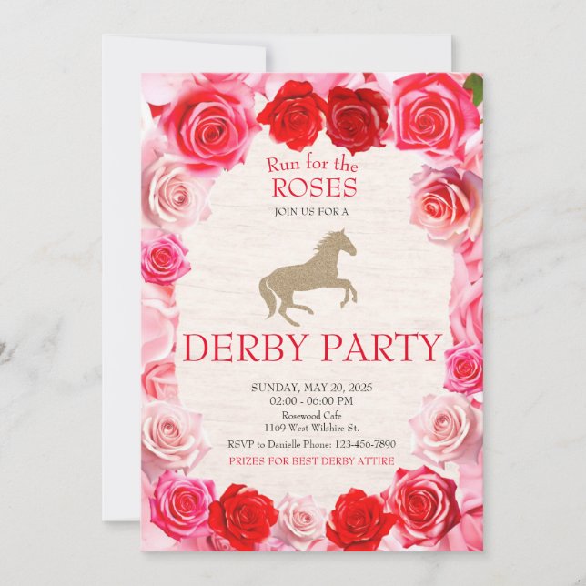  Run for the Roses Race Horse Derby Party  Invitation (Front)