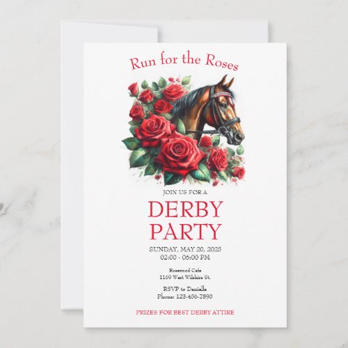  Run for the Roses Race Horse Derby Party  Invitation