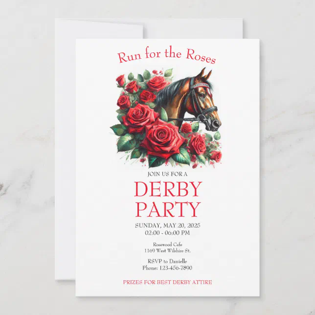 Run for the Roses Race Horse Derby Party Invitation | Zazzle