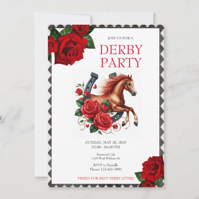  Run for the Roses Race Horse Derby Party  Invitation (Front)