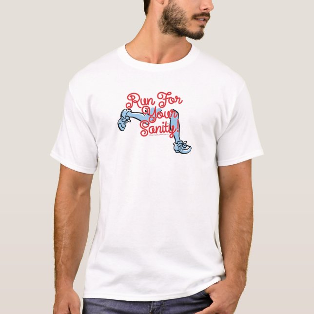 Run For Your Sanity T-Shirt ("whimsical" version) (Front)