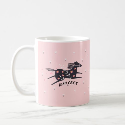 Run Free Blush Pink Horse Inspirational Christian Coffee Mug