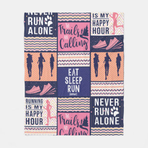 run girl eat sleep run pattern Runner Dad Mom Tour Fleece Blanket