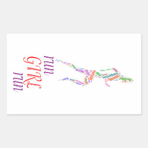 Run girl, run rectangular sticker