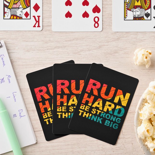 Run Hard, Be Strong Fitness Motivation Art Poker Cards (Creator Uploaded)