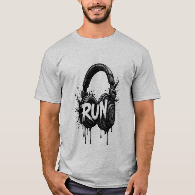 RUN Headphone Graphic T-Shirt | New Trending Uniqu (Front)