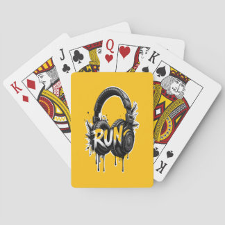RUN Headphones Street Art Sticker Poker Cards