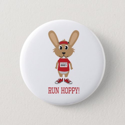 Run Hoppy Rabbit Runner in Red Pinback Button