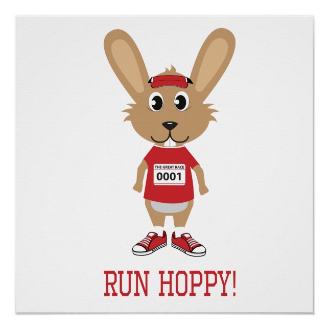 Run Hoppy! Rabbit Runner in Red Poster (Front)